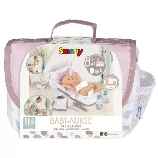 Gentuta de infasat pentru papusa Smoby Baby Nurse Changing Bag crem cu accesorii Gentuta de infasat pentru papusa Smoby Baby Nurse Changing Bag crem cu accesorii