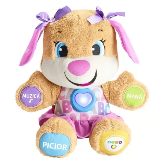 Jucarie interactiva de plus Fisher Price - Catelusa vorbitoare in limba romana Jucarie interactiva de plus Fisher Price - Catelusa vorbitoare in limba romana
