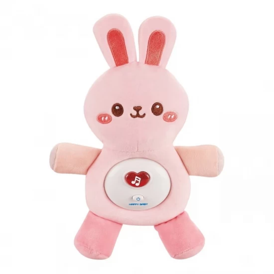 Jucarie de plus iepuras pentru bebelusi Chipolino cu lumini si melodii pink Jucarie de plus iepuras pentru bebelusi Chipolino cu lumini si melodii pink