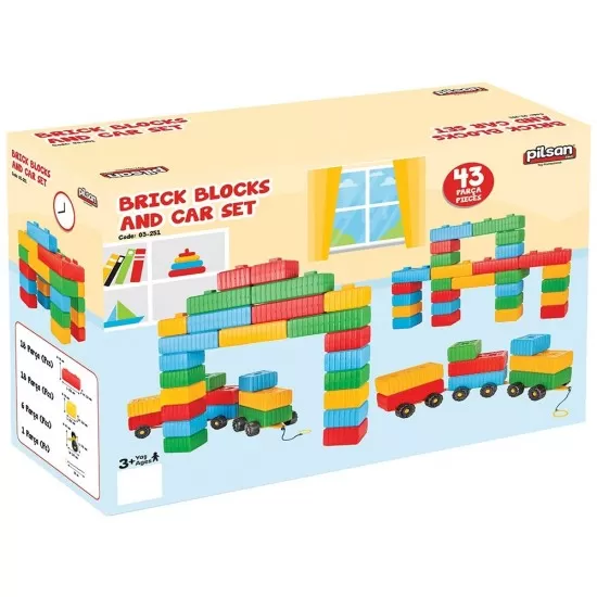 Set cuburi de construit Brick Blocks and Car Pilsan 43 piese