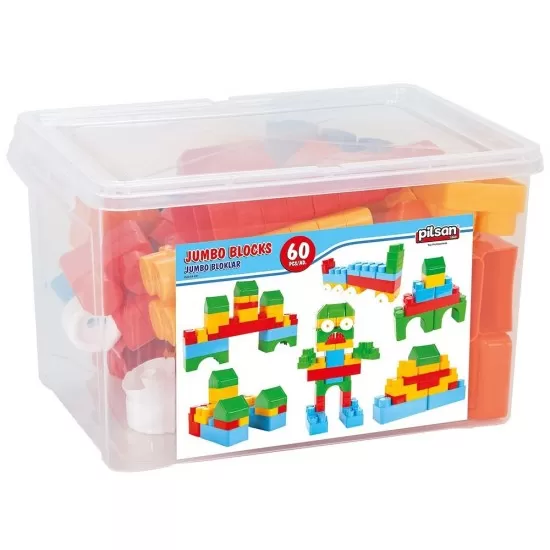 Cuburi de construit in cutie Jumbo Blocks 60 piese