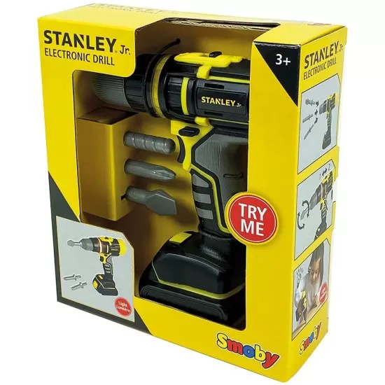 Jucarie Smoby Bormasina electronica Stanley cu accesorii Jucarie Smoby Bormasina electronica Stanley cu accesorii