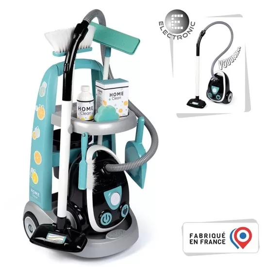 Set curatenie cu troller si aspirator electronic negru Smoby Set curatenie cu troller si aspirator electronic negru Smoby
