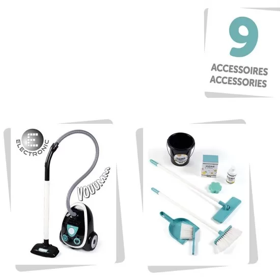 Set curatenie cu troller si aspirator electronic negru Smoby Set curatenie cu troller si aspirator electronic negru Smoby