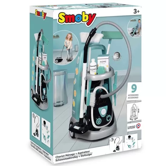 Set curatenie cu troller si aspirator electronic negru Smoby Set curatenie cu troller si aspirator electronic negru Smoby