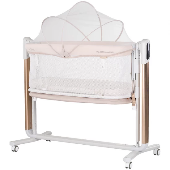 Leagan electric si patut pentru copii Chipolino Ultima cu laterala culisanta Beige