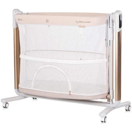 Leagan electric si patut pentru copii Chipolino Ultima cu laterala culisanta Beige