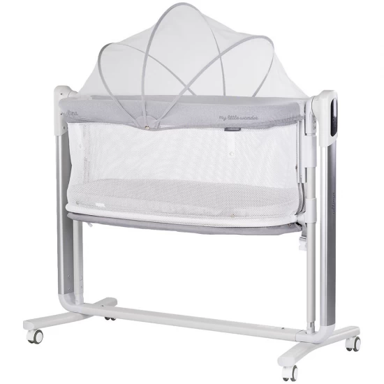Leagan electric si patut pentru copii Chipolino Ultima cu laterala culisanta Grey