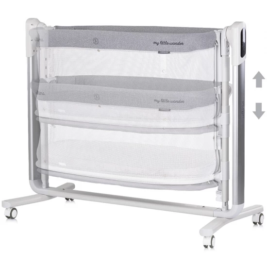 Leagan electric si patut pentru copii Chipolino Ultima cu laterala culisanta Grey