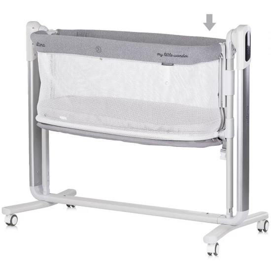 Leagan electric si patut pentru copii Chipolino Ultima cu laterala culisanta Grey