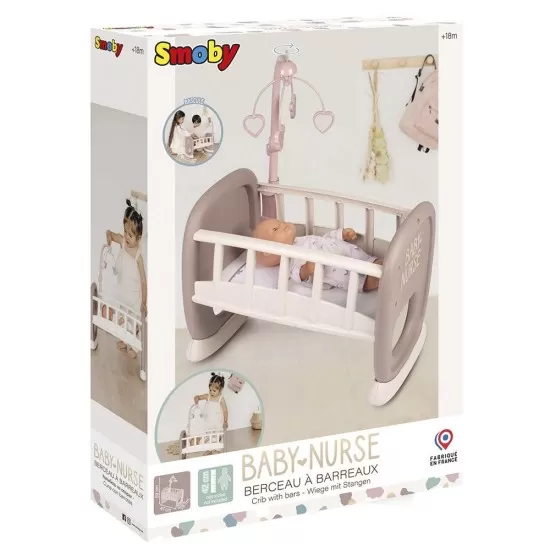 Leagan pentru papusa Smoby Baby Nurse maro cu carusel Leagan pentru papusa Smoby Baby Nurse maro cu carusel