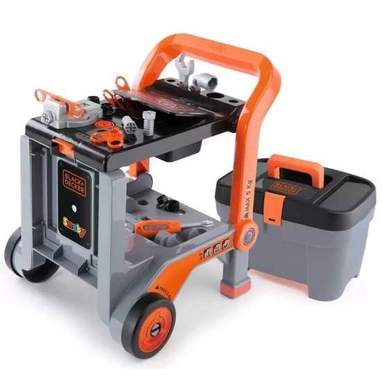 Masa de lucru Smoby Black & Decker 3 in 1 cu trusa de accesorii Masa de lucru Smoby Black & Decker 3 in 1 cu trusa de accesorii