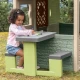 Masa de picnic cu doua banci Smoby Life pentru casuta verde