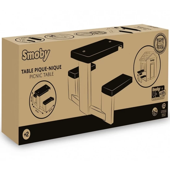Masa de picnic cu doua banci Smoby Life pentru casuta verde