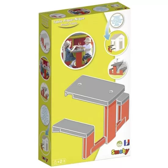 Masa de picnic cu doua banci Smoby pentru casuta Jura Lodge Masa de picnic cu doua banci Smoby pentru casuta Jura Lodge