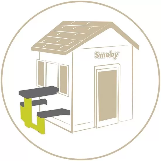 Masa de picnic cu doua banci pentru casuta de joaca Smoby