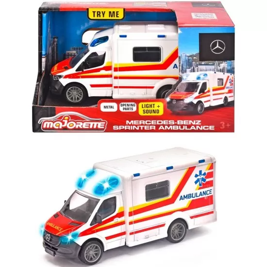 Masina ambulanta Majorette Mercedes-Benz Splinter cu lumini si sunete Masina ambulanta Majorette Mercedes-Benz Splinter cu lumini si sunete