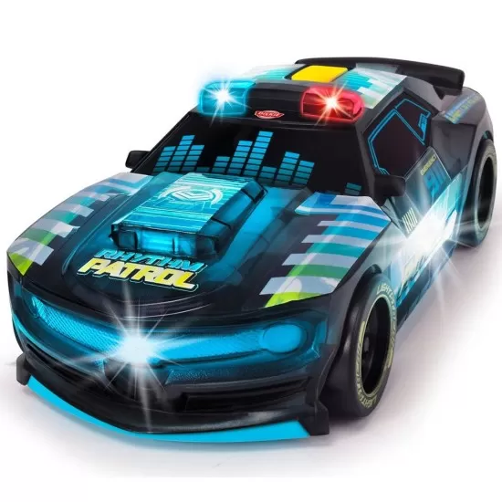 Masina Dickie Toys Rhythm Patrol 20 cm negru cu lumini si sunete Masina Dickie Toys Rhythm Patrol 20 cm negru cu lumini si sunete