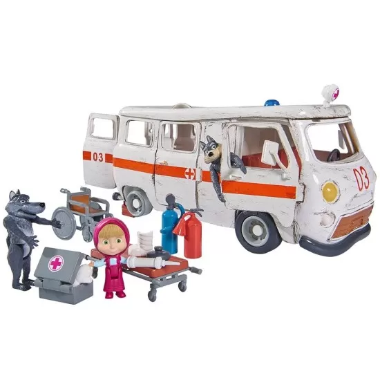 Masina Simba Masha and the Bear Ambulance cu accesorii Masina Simba Masha and the Bear Ambulance cu accesorii