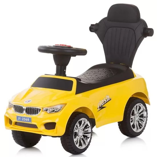 Masinuta de impins Chipolino Flash Yellow cu maner si copertina
