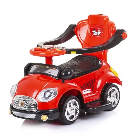Masinuta de impins Chipolino Super Car Red cu maner si copertina