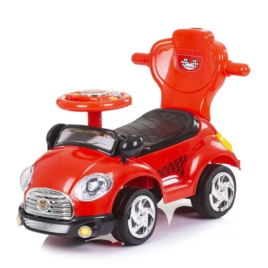 Masinuta de impins Chipolino Super Car Red cu maner si copertina