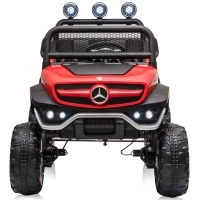 Masinuta electrica Chipolino OffRoad Mercedes Unimog cu telecomanda, scaun din piele, roti EVA, deschidere usi, rosu