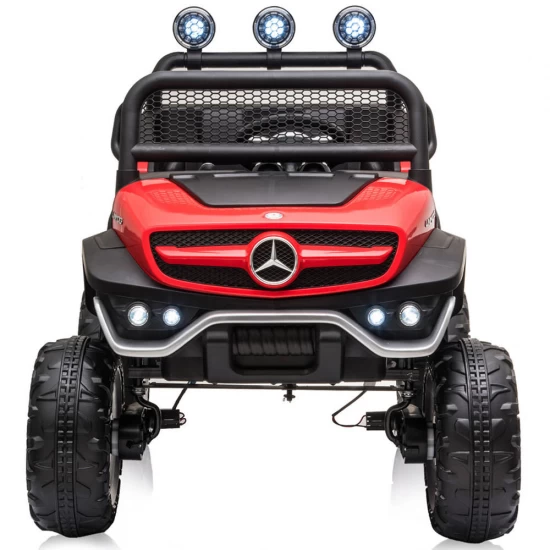 Masinuta electrica Chipolino OffRoad Mercedes Unimog cu telecomanda, scaun din piele, roti EVA, deschidere usi, rosu