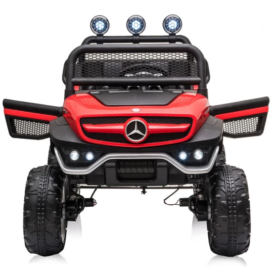 Masinuta electrica Chipolino OffRoad Mercedes Unimog cu telecomanda, scaun din piele, roti EVA, deschidere usi, rosu