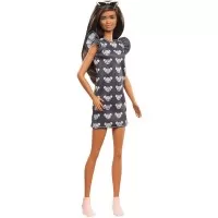 Papusa Barbie Fashionistas cu rochita gri