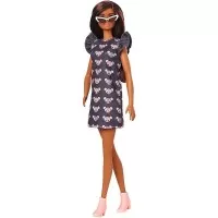 Papusa Barbie Fashionistas cu rochita gri