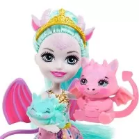 Papusa Enchantimals Deanna Dragon Family cu 3 figurine si accesorii