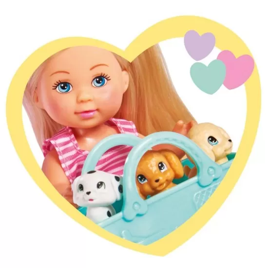 Papusa Simba Evi Love Puppy Fun 12 cm cu 3 figurine si accesorii Papusa Simba Evi Love Puppy Fun 12 cm cu 3 figurine si accesorii