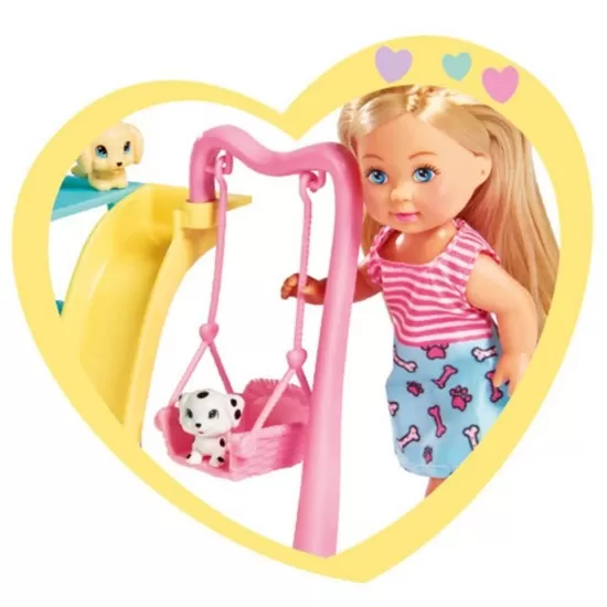Papusa Simba Evi Love Puppy Fun 12 cm cu 3 figurine si accesorii Papusa Simba Evi Love Puppy Fun 12 cm cu 3 figurine si accesorii