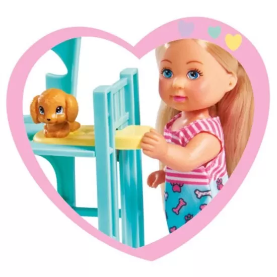 Papusa Simba Evi Love Puppy Fun 12 cm cu 3 figurine si accesorii Papusa Simba Evi Love Puppy Fun 12 cm cu 3 figurine si accesorii