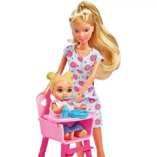Papusa Simba Steffi Love 29 cm Baby World in rochie cu floricele, cu 2 copii, 1 bebelus si accesorii Papusa Simba Steffi Love 29 cm Baby World in rochie cu floricele, cu 2 copii, 1 bebelus si accesorii