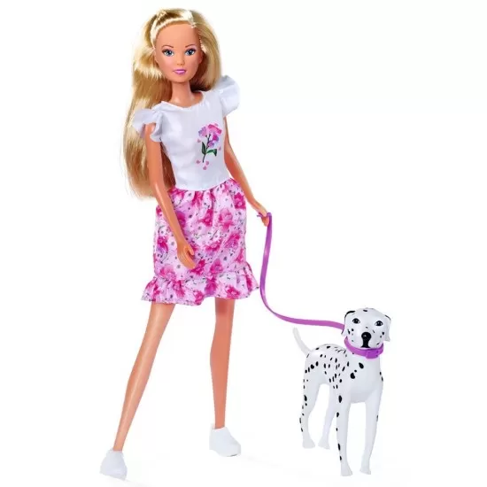 Papusa Simba Steffi Love Cute Walk papusa 29 cm, papusa 12 cm, 2 figurine si accesorii Papusa Simba Steffi Love Cute Walk papusa 29 cm, papusa 12 cm, 2 figurine si accesorii
