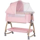 Patut co-sleeper Chipolino Charisma cu laterala culisanta Powder Pink Wood