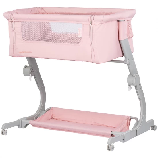Patut co-sleeper Chipolino Eleganza cu laterala culisanta Pink Marshmallow
