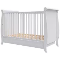 Patut copii din lemn Hubners Mara 120x60 cm alb cu sertar