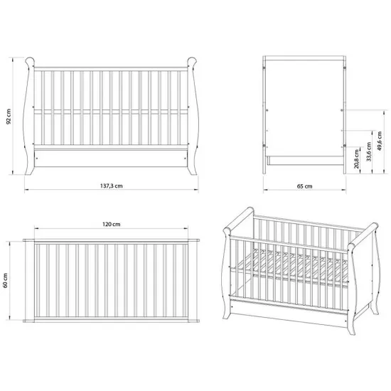 Patut copii din lemn Hubners Mara 120x60 cm alb cu sertar Patut copii din lemn Hubners Mara 120x60 cm alb cu sertar