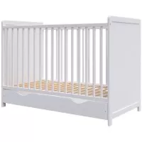 Patut copii din lemn Hubners Paula 120x60 alb cu sertar