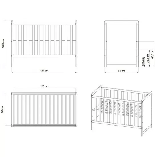 Patut copii din lemn Hubners Paula 120x60 alb Patut copii din lemn Hubners Paula 120x60 alb