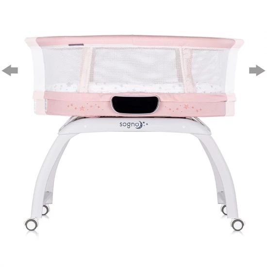 Patut cu leganare si cantar integrat Chipolino Sogno 2 in 1 Pink Patut cu leganare si cantar integrat Chipolino Sogno 2 in 1 Pink