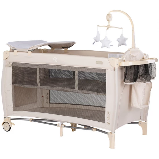 Patut pliabil cu carusel muzical Chipolino Bella Cashmere