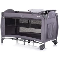 Patut pliabil cu carusel muzical Chipolino Bella Charcoal