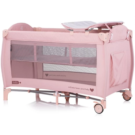 Patut pliabil cu saltea si carusel muzical Chipolino Bella Pink Marshmallow Patut pliabil cu saltea si carusel muzical Chipolino Bella Pink Marshmallow