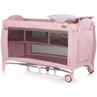 Patut pliabil cu carusel muzical Chipolino Bella Powder Pink