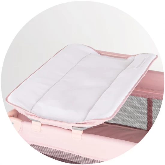 Patut pliabil cu carusel muzical Chipolino Bella Powder Pink