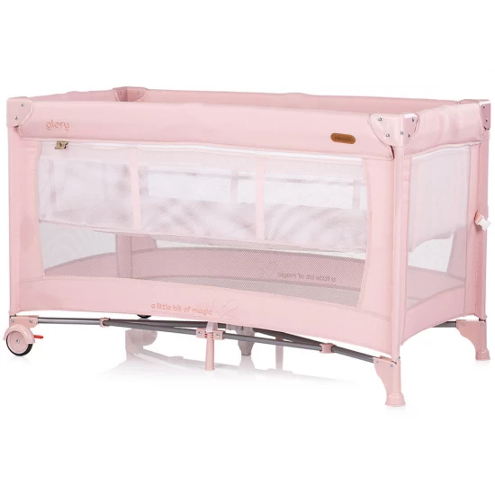 Patut pliabil Chipolino Glory cu laterala culisanta Pink Marshmallow